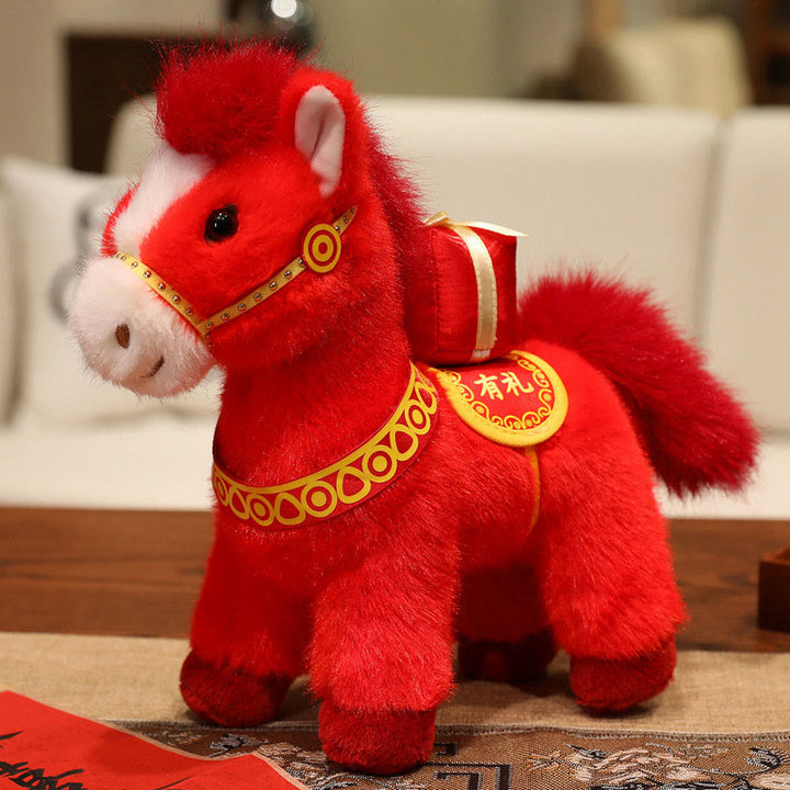 Buddha Stones Year of the Horse Bamboo Dragon Lotus Phoenix Plush Doll Home Decoration - Gift Horse - 20cm - image 22
