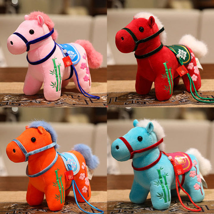 Buddha Stones Year of the Horse Bamboo Dragon Lotus Phoenix Plush Doll Home Decoration - image 25