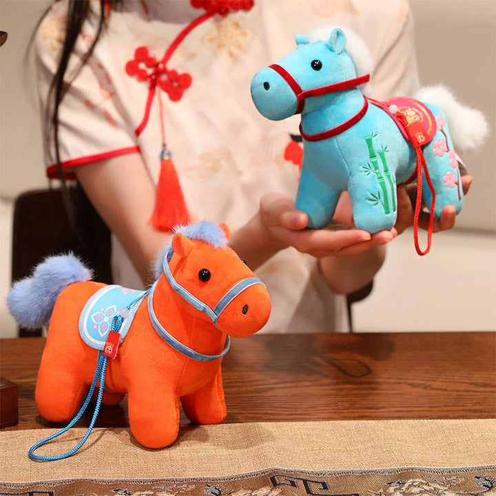 Buddha Stones Year of the Horse Bamboo Dragon Lotus Phoenix Plush Doll Home Decoration - image 11