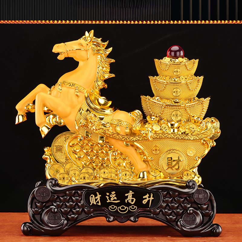 Buddha Stones  "Good Fortune" Year of the Horse Treasure Bowl Ingots Wealth Resin Home Decoration - image 22