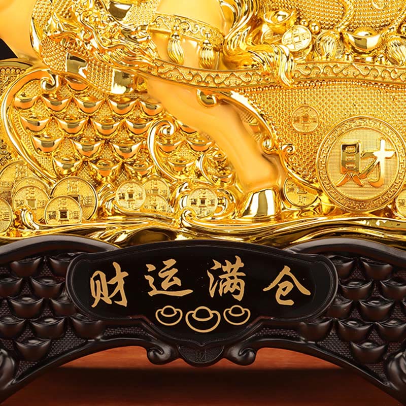 Buddha Stones  "Good Fortune" Year of the Horse Treasure Bowl Ingots Wealth Resin Home Decoration - image 19
