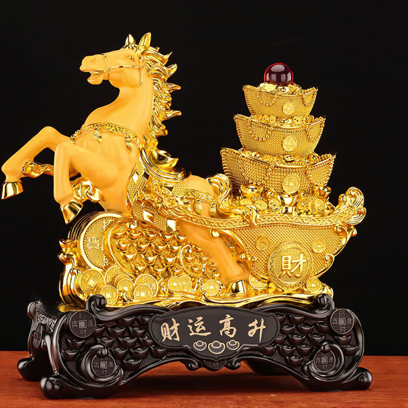 Buddha Stones  "Good Fortune" Year of the Horse Treasure Bowl Ingots Wealth Resin Home Decoration - image 24