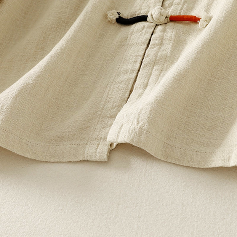 Buddha Stones Plain Chinese Frog-Button Long Sleeve Women's Cotton Linen Zen Clothing Shirt - image 14