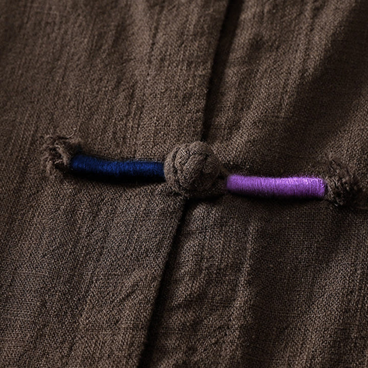 Buddha Stones Plain Chinese Frog-Button Long Sleeve Women's Cotton Zen Clothing Shirt - image 3