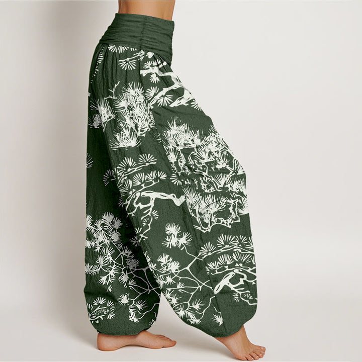 Buddha Stones Pure Cotton Pine Tree Branches Women's Elastic Waist Harem Pants - image 10