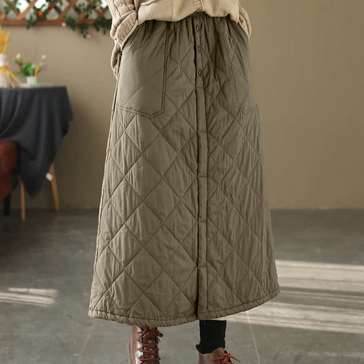 Buddha Stones Women's Plain Cotton Padded Thermal 7-8 Length Skirt With Pockets - image 1