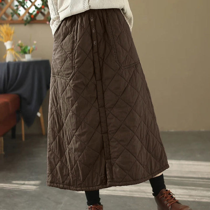 Buddha Stones Women's Plain Cotton Padded Thermal 7-8 Length Skirt With Pockets - SaddleBrown - US6，UK/AU10，EU38 (XL) - image 12