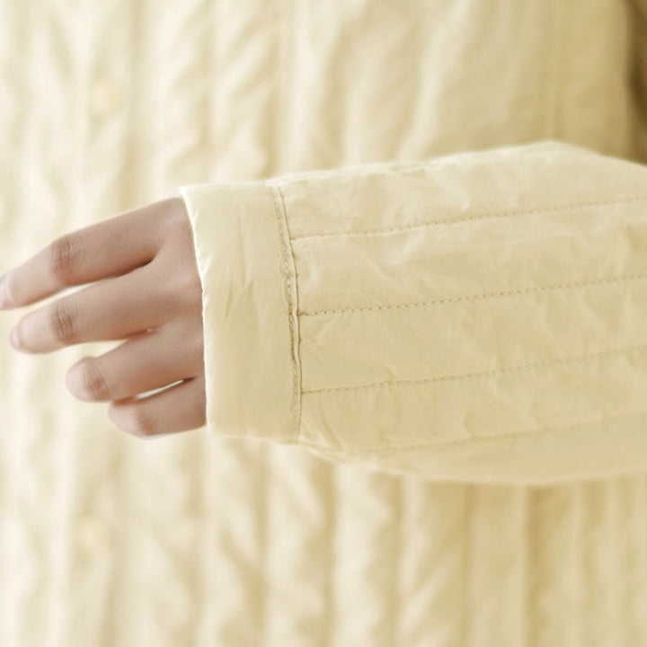 Buddha Stones Women's Stand Collar Simple Design Long Sleeve Thermal Cotton Jacket With Pocket - image 14