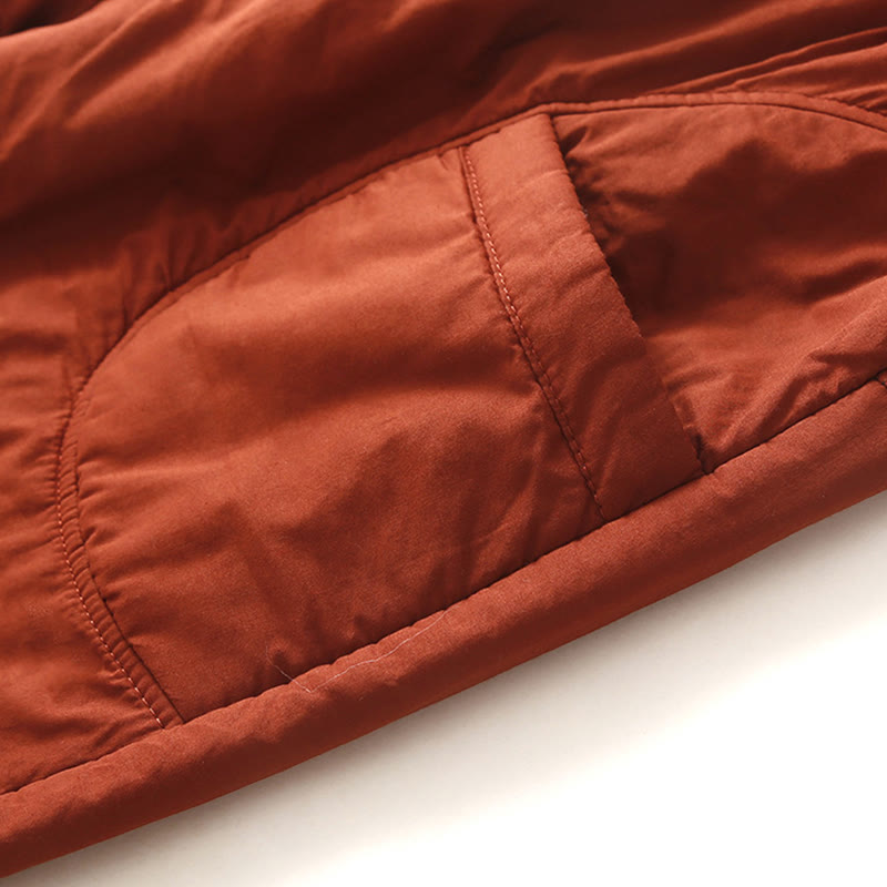 Buddha Stones Women's Winter Plain Elastic Waist Design Thickened Harem Pants With Pockets - image 9