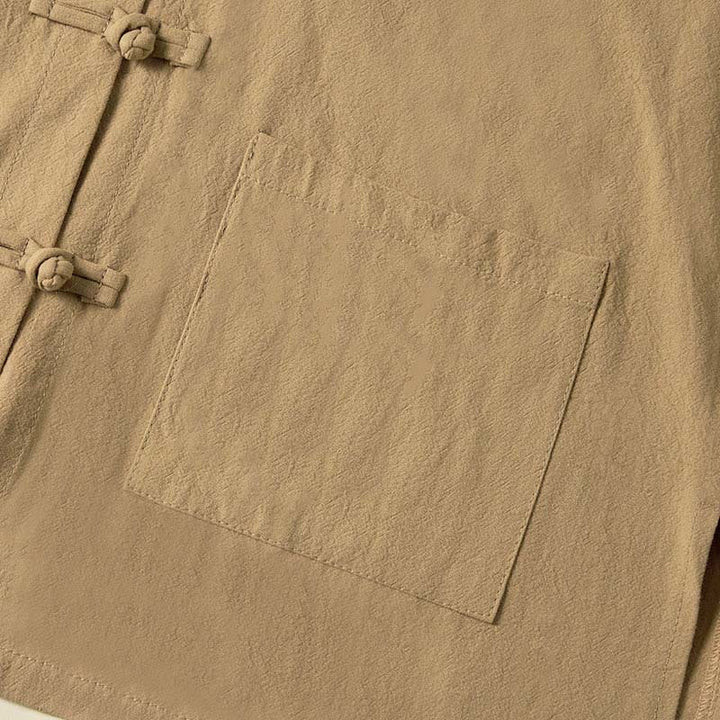 Buddha Stones Ethnic Frog-Button Long Sleeve Stand Collar Women's Cotton Shirt With Pockets - image 3