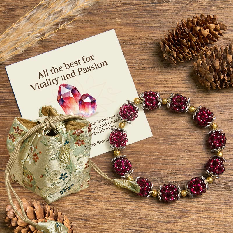 Buddha Stones "All the best for Vitality and Passion" Garnet Bracelet Includes Gift Message Card - 0.59 in (1.5 cm) - Deluxe Gift Bag (+$12.59) - image 7