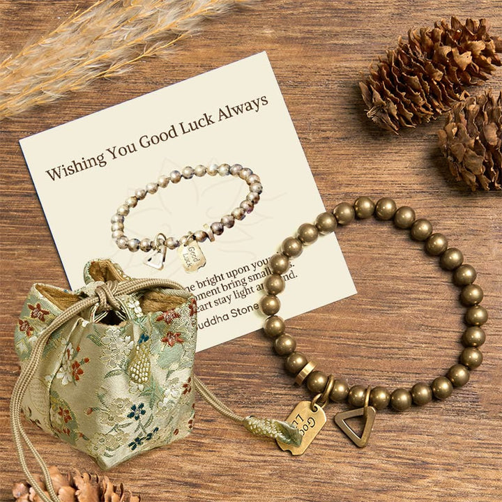 Buddha Stones "Wishing You Good Luck Always" Pure Copper Brass Bracelet Includes Gift Message Card - 7.9-8.3in(20-21cm) - Deluxe Gift Bag (+$9.59) - image 7