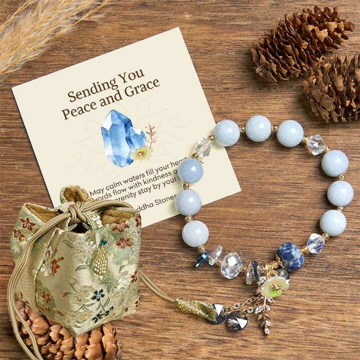 Buddha Stones "Sending You Peace and Grace" Blue Crystal Flower Bracelet Includes Gift Message Card - Blue Crystal(Wrist Circumference 14-16cm) - Deluxe Gift Bag (+$12.59) - image 7
