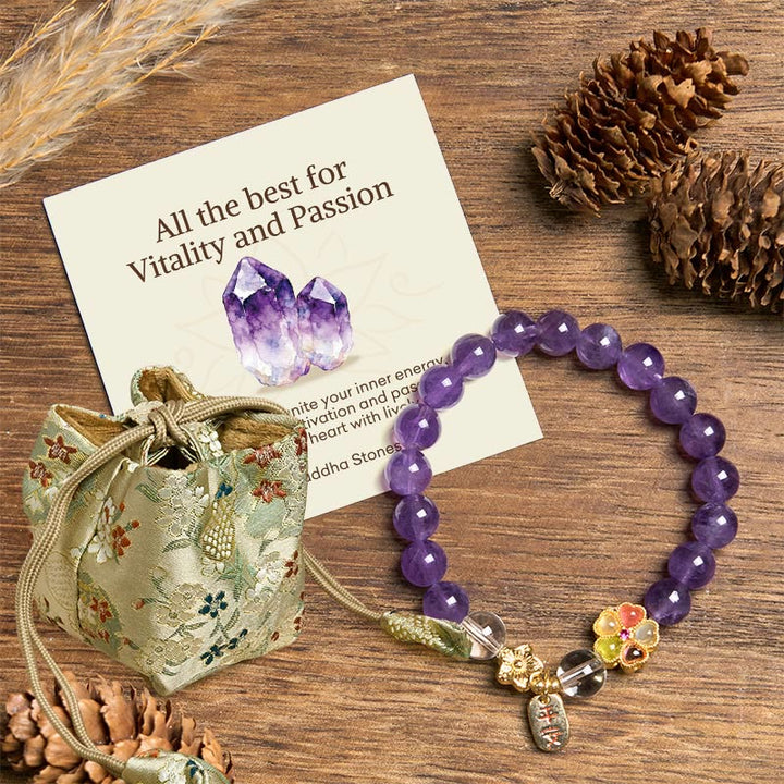 Buddha Stones "All the best for Calm and Wisdom" Amethyst Safe Bracelet Includes Gift Message Card - Amethyst(Wrist Circumference: 14-17cm) - Deluxe Gift Bag (+$12.59) - image 8