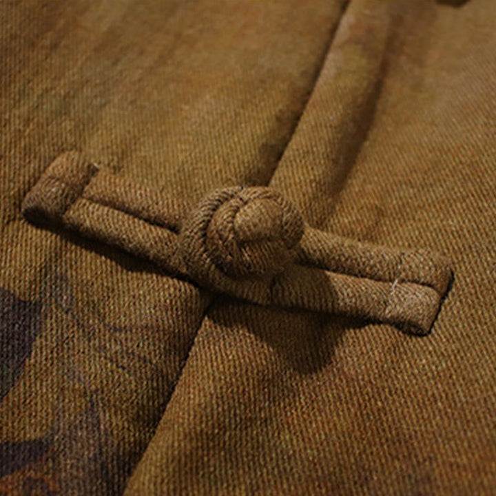 Buddha Stones Spring Printed Floral Pattern Men's Chinese Frog-button Long Sleeve Cotton Jacket - image 21