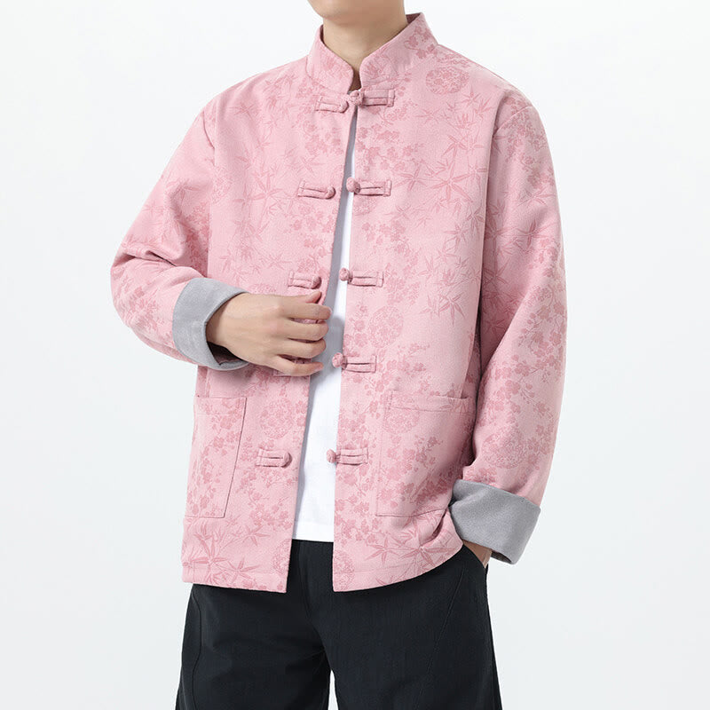 Buddha Stones Fall Jacquard Bamboo Frog-button Long Sleeve Men's Cotton Jacket With Pockets - image 10