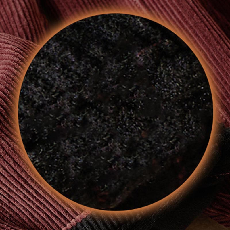 Buddha Stones Color Contrast Corduroy Cotton Women's Thermal Fleece-Lined Harem Pants With Pockets - image 13