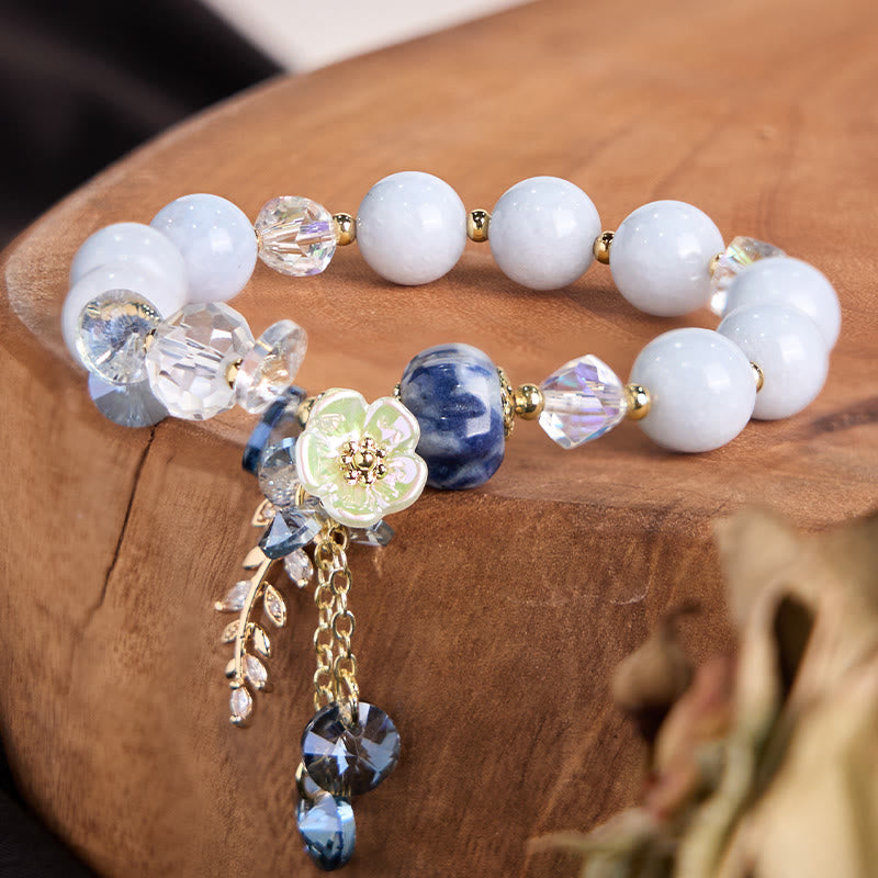 Buddha Stones "Sending You Peace and Grace" Blue Crystal Flower Bracelet Includes Gift Message Card - image 4