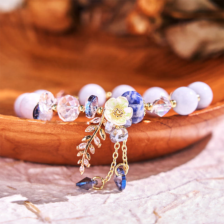 Buddha Stones "Sending You Peace and Grace" Blue Crystal Flower Bracelet Includes Gift Message Card - image 10