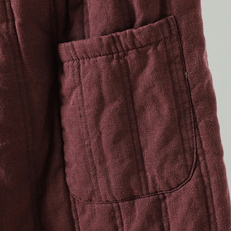 Buddha Stones Daily Plain Drawstring Design Women's Harem Elastic Waist Cotton Pants With Pockets - image 12