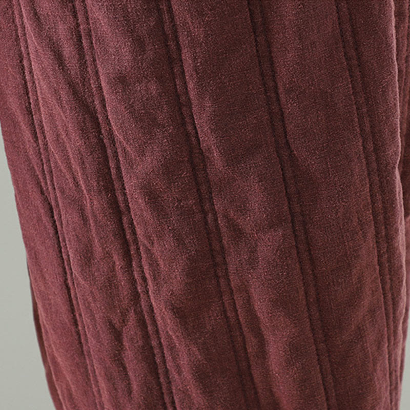 Buddha Stones Daily Plain Drawstring Design Women's Harem Elastic Waist Cotton Pants With Pockets - image 13