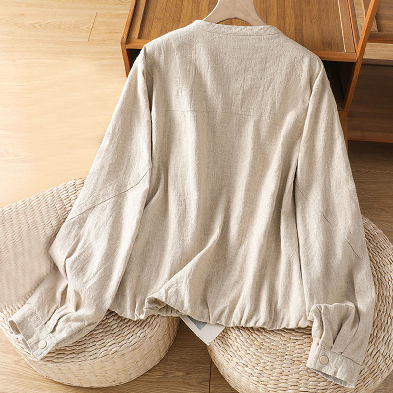 Buddha Stones Women's Cotton Zipper Design Double Layer Long Sleeve Jacket With Pockets - image 10