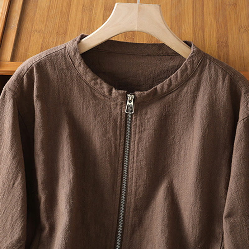 Buddha Stones Women's Cotton Zipper Design Double Layer Long Sleeve Jacket With Pockets - image 23