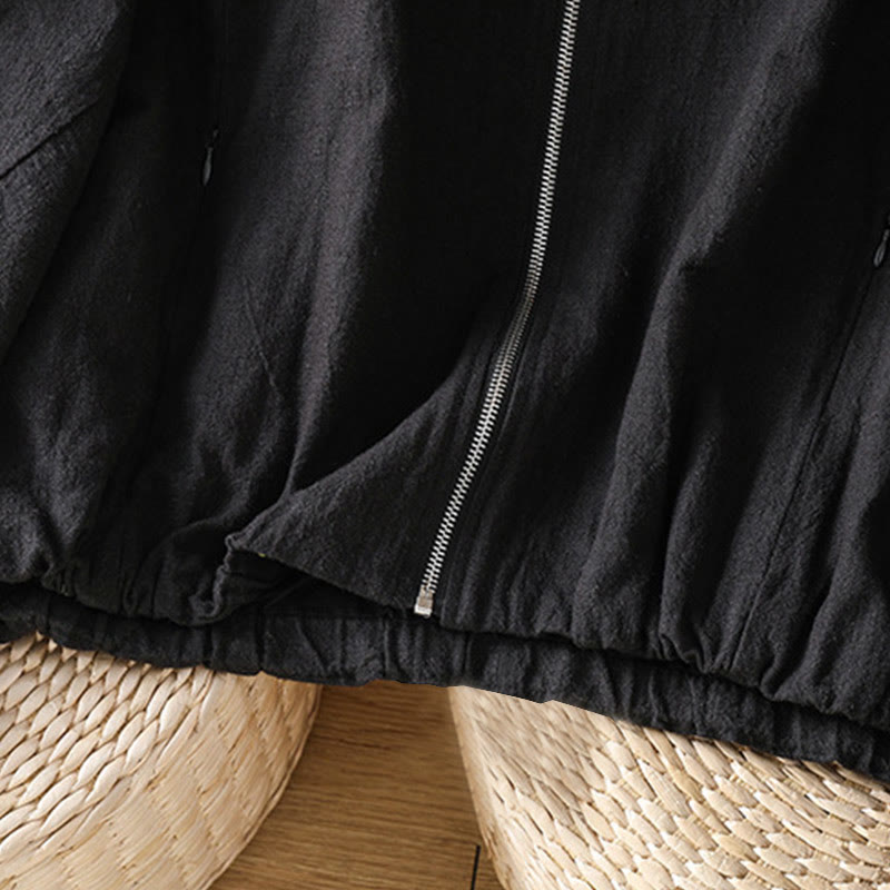 Buddha Stones Women's Cotton Zipper Design Double Layer Long Sleeve Jacket With Pockets - image 6