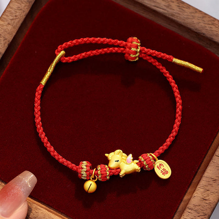 Buddha Stones 925 Sterling Silver Year Of The Horse Lucky Fortune Red String Strength Bracelet - A Style(Wrist Circumference: 16-20cm) - image 0