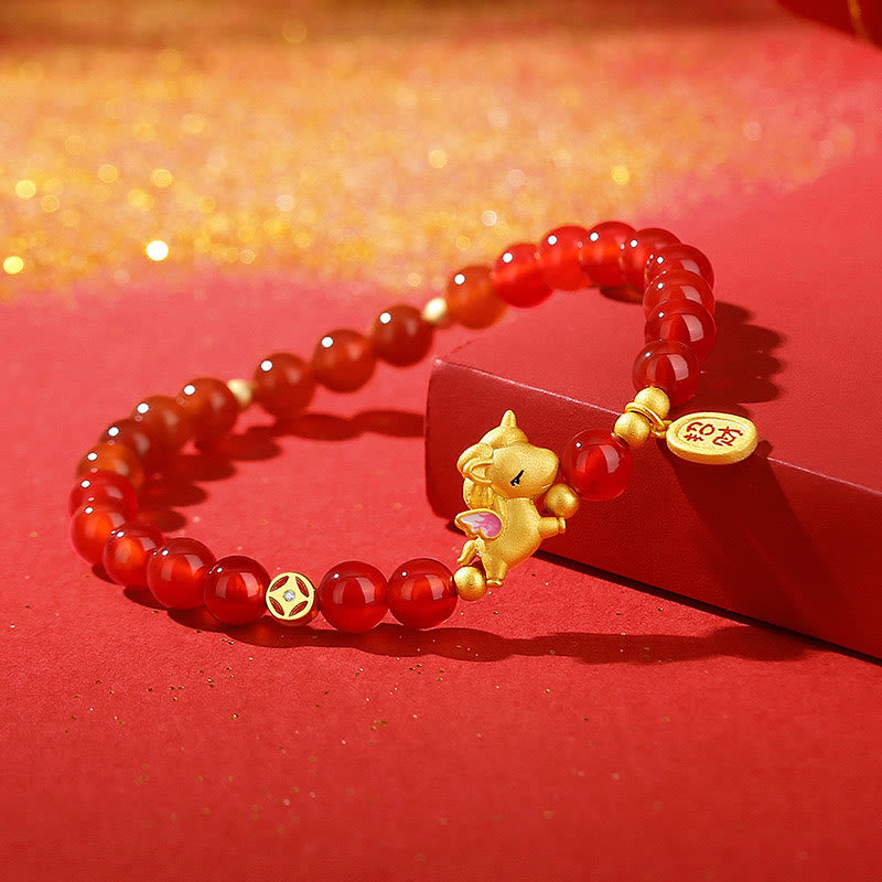 Buddha Stones 925 Sterling Silver Year Of The Horse Red Agate Lucky Fortune Confidence Bracelet - image 1