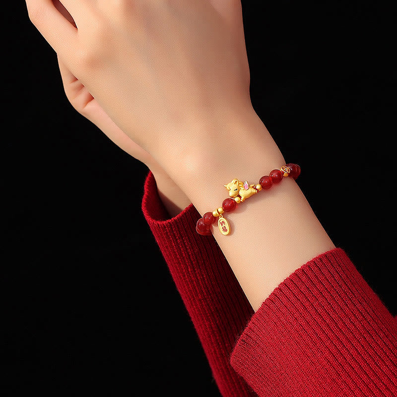 Buddha Stones 925 Sterling Silver Year Of The Horse Red Agate Lucky Fortune Confidence Bracelet - image 5