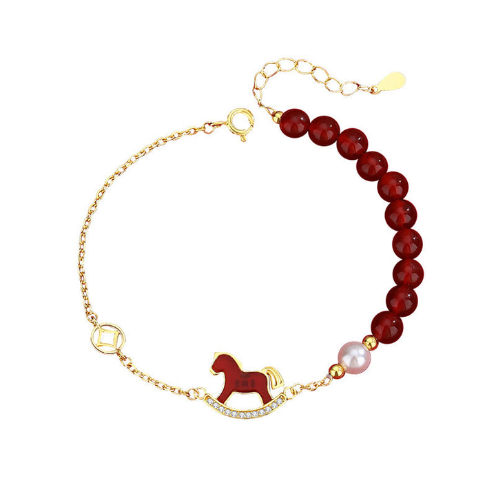 Buddha Stones 925 Sterling Silver Year Of The Horse Design Red Agate Confidence Earrings - image 10