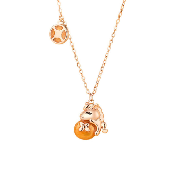 Buddha Stones 925 Sterling Silver Year Of The Horse Coins Design Blessing Necklace Pendant - image 2