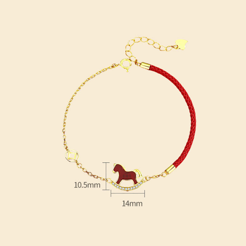 Buddha Stones 925 Sterling Silver Year Of The Horse Charm Red Agate Calm Chain Bracelet - image 9