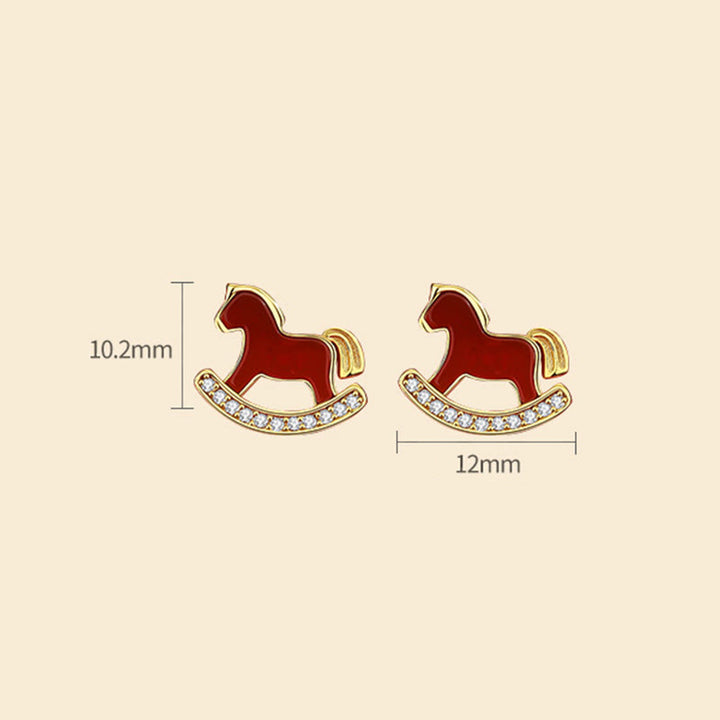 Buddha Stones 925 Sterling Silver Year Of The Horse Design Red Agate Confidence Earrings - image 2