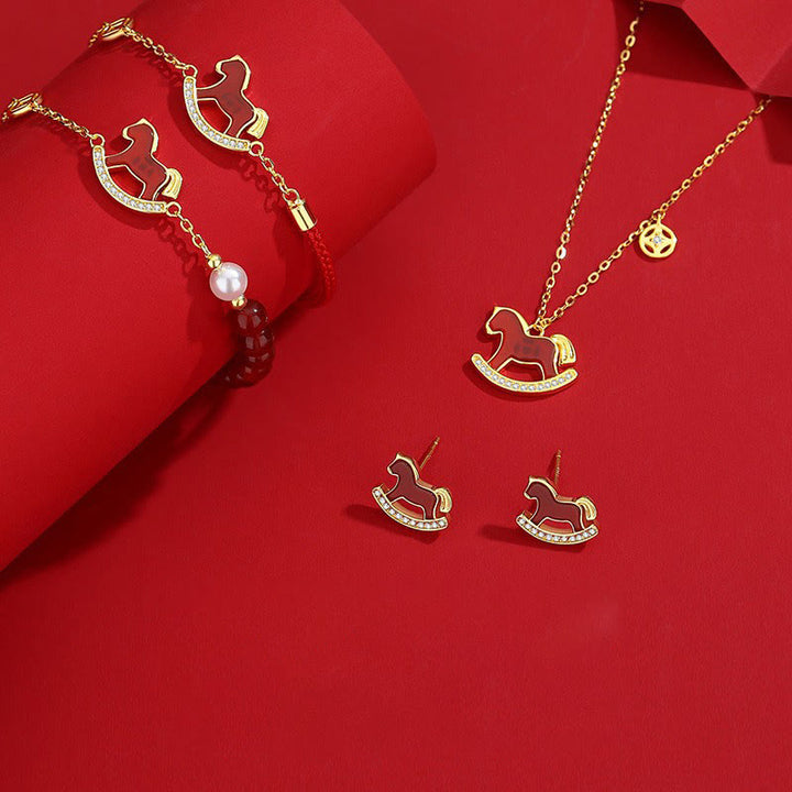 Buddha Stones 925 Sterling Silver Year Of The Horse Charm Red Agate Calm Chain Bracelet - image 22