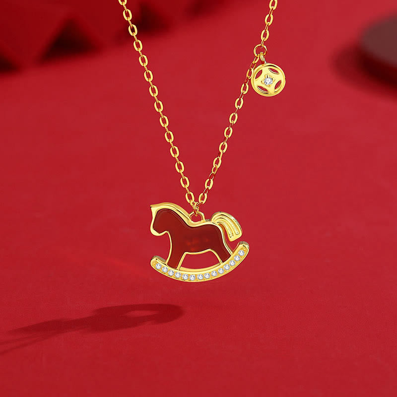 Buddha Stones 925 Sterling Silver Year Of The Horse Design Red Agate Confidence Earrings - Horse Necklace - image 17