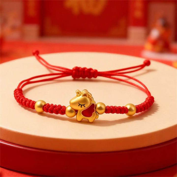Buddha Stones Year Of The Horse Charm Red String Braided Connection Bracelet - Red String(Wrist Circumference: 12-22 cm) - image 0