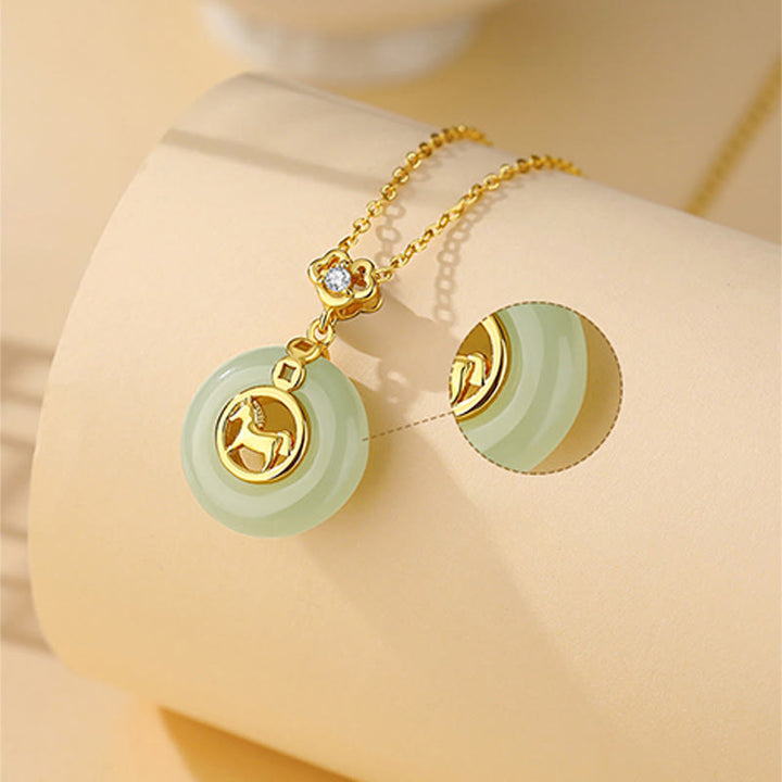 Buddha Stones 925 Sterling Silver Hetian Jade Peace Buckle Year Of The Horse Red String Bracelet - image 12