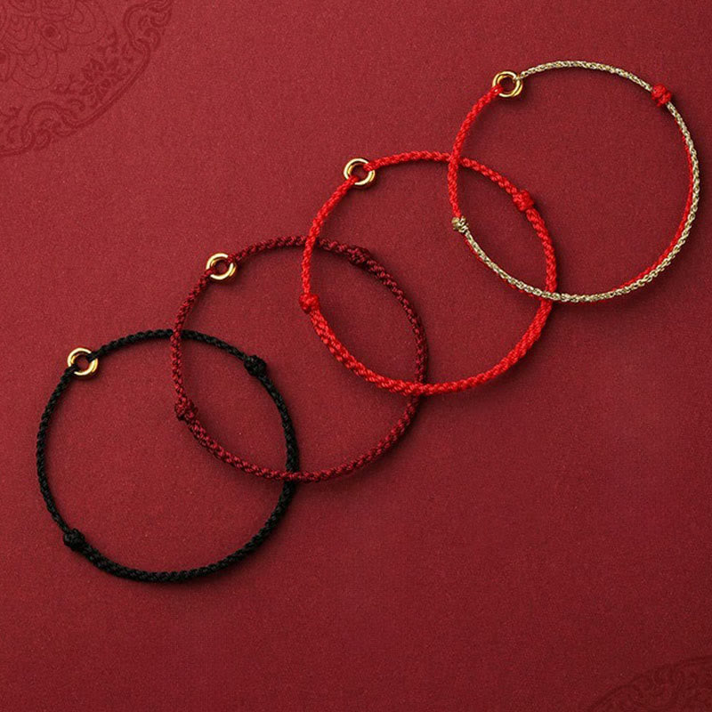 Buddha Stones Small Peace Buckle Braided String Adjustable Connection Bracelet Anklet - image 13