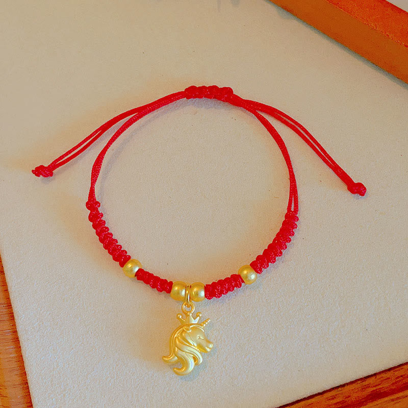 Buddha Stones Year Of The Horse Crown Design Red String Connection Bracelet - Horse(Wrist Circumference: 10-18 cm) - image 0