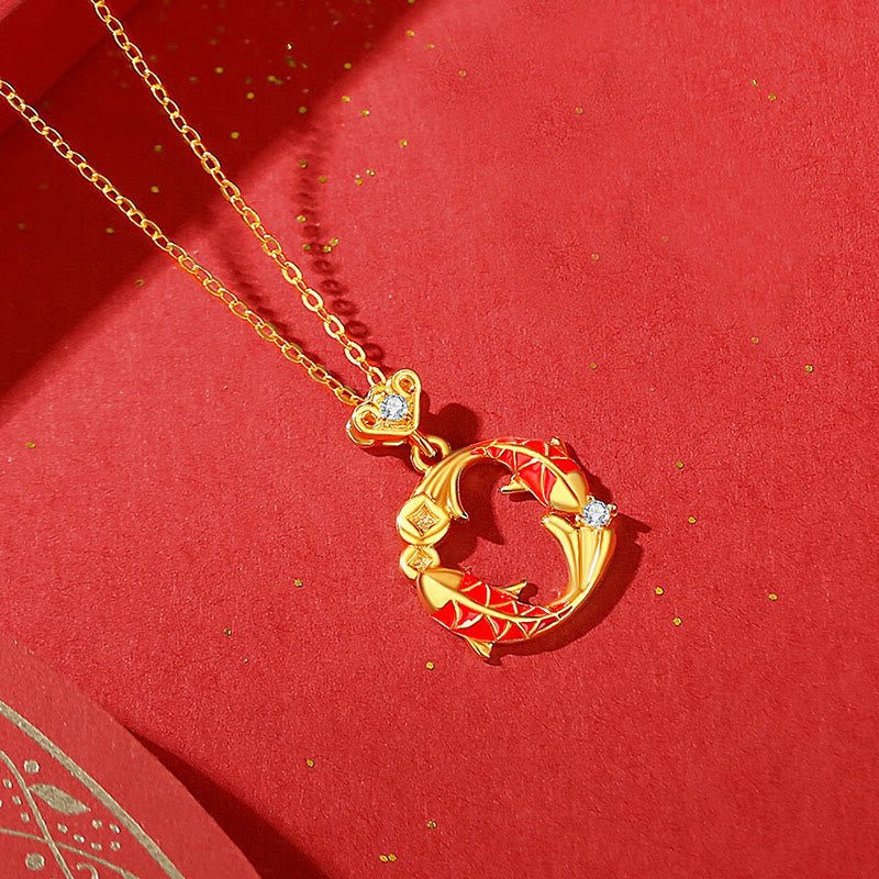 Buddha Stones 925 Sterling Silver Plated 18k Gold Koi Fish Symbol Design Protection Earrings - Golden Koi Fish Necklace - image 16