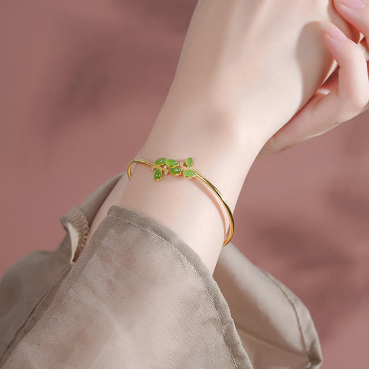 Buddha Stones 925 Sterling Silver Green Jasper Leave Design Balance Earrings - image 11