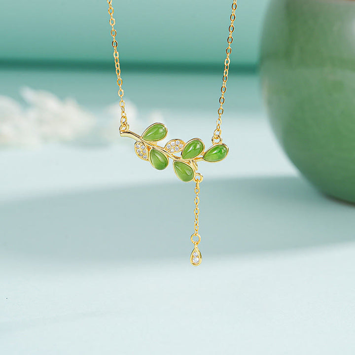 Buddha Stones 925 Sterling Silver Green Jasper Leave Design Balance Earrings - image 15