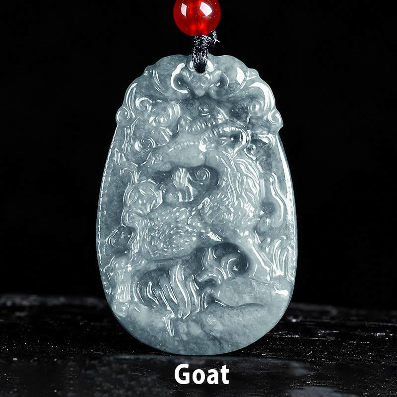 Buddha Stones Chinese Zodiac Jade Year of the Horse Luck Rope Necklace Pendant - Goat - image 16