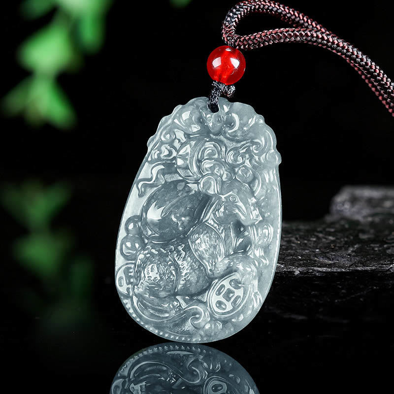 Buddha Stones Chinese Zodiac Jade Year of the Horse Luck Rope Necklace Pendant - image 7