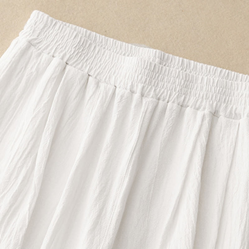 Buddha Stones Commute Solid Color Women's Harem Elastic Waist Cotton 7-8 Length Pants With Pockets - image 11