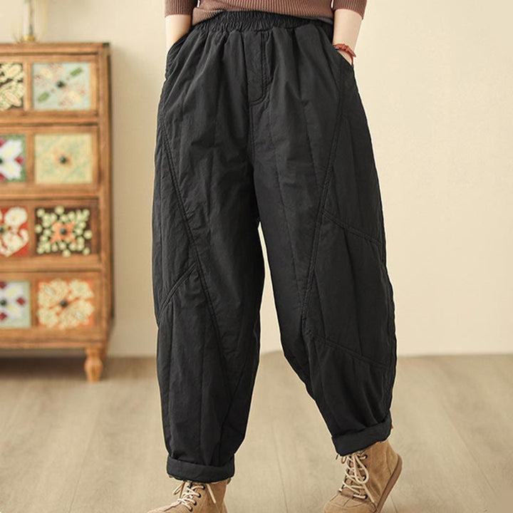 Buddha Stones Winter Plain High Waist Women's Harem Thermal Elastic Waist Pants With Pockets - image 9