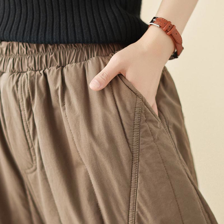 Buddha Stones Winter Plain High Waist Women's Harem Thermal Elastic Waist Pants With Pockets - image 16