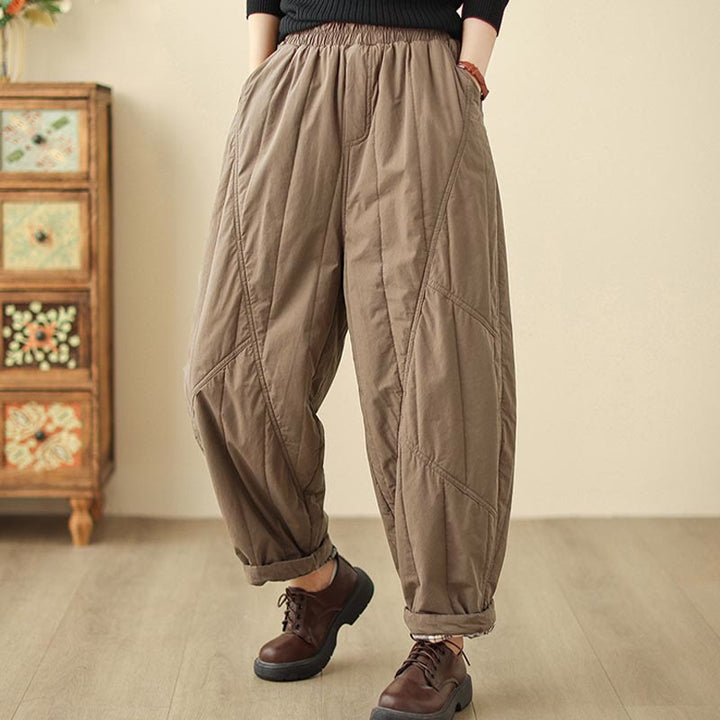Buddha Stones Winter Plain High Waist Women's Harem Thermal Elastic Waist Pants With Pockets - image 11